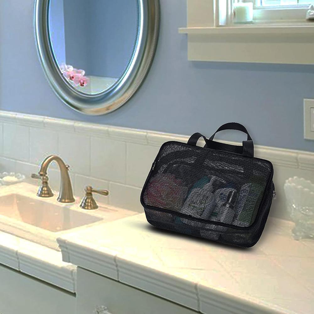 Mesh Shower Caddy Tote Bag Cosmetic Storage Bag Multifunctional Shower Bag Large Capacity Portable Toiletry Organizer