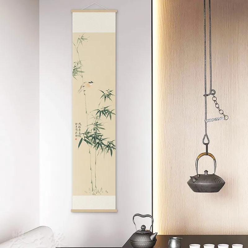 New Chinese Style Hanging Scroll Tea Room Restaurant Hanging Painting Scroll Vertical Corridor Wall Mural Decoration Drawning