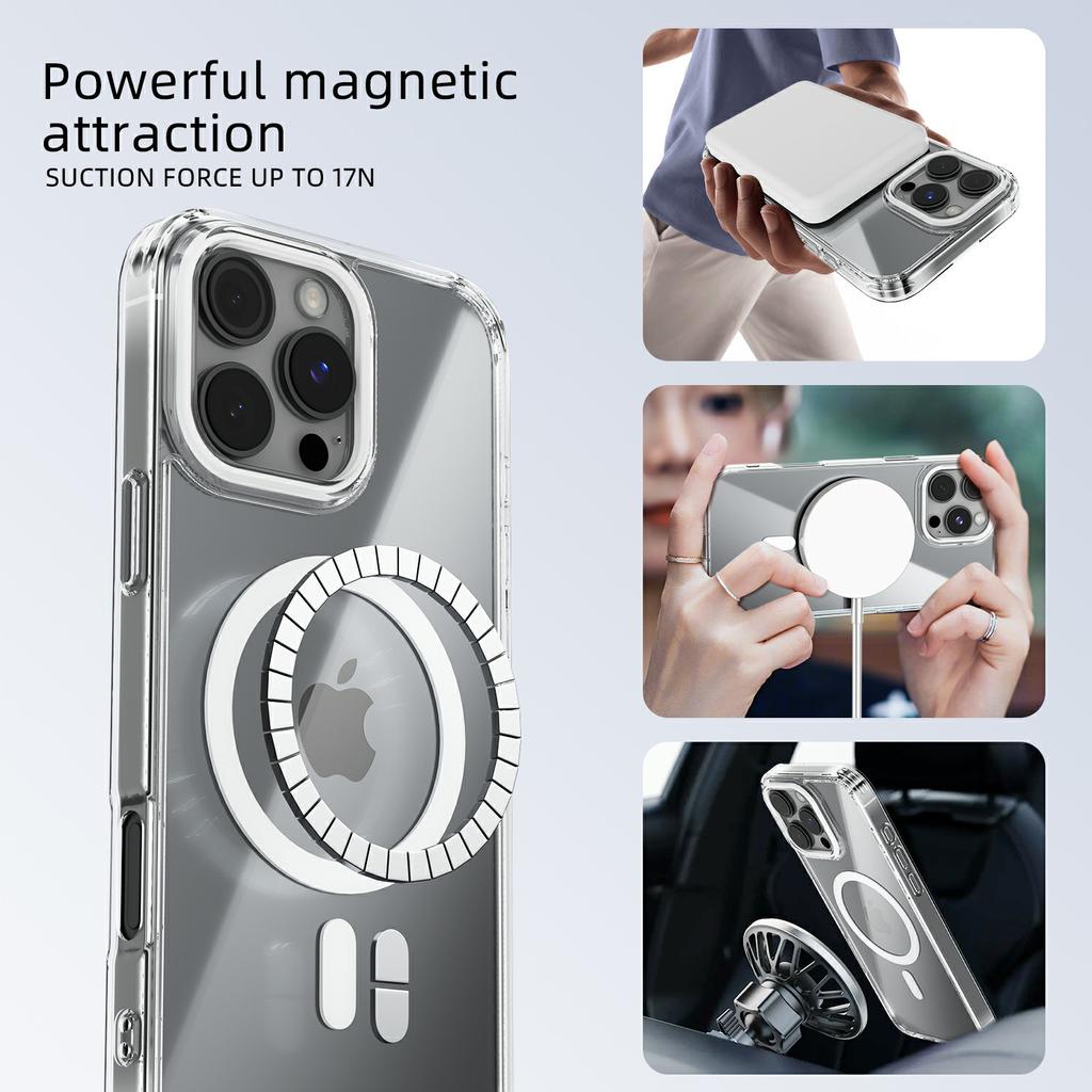 For iPhone 16 Pro Max Case Compatible with MagSafe Anti Scratch Clear TPU PC Phone Back Cover