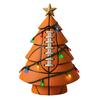 Sports Ball Inspired Christmas Tree Figurine Handcrafted Faux Leather Tree Shaped Tabletop Decoration with Golden Star Topper for Holiday Home Decor