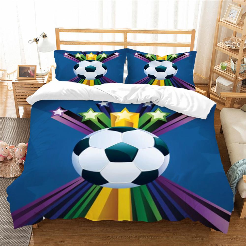 3D Football Bedding Quilt Cover Pillowcase Single Bed Soft Bedding 3D Digital Printing Home Decoration