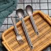 Camping Tool Portable Outdoor Picnic Accessories Long Handle Spoon Cutlery Fork Titanium Cookware