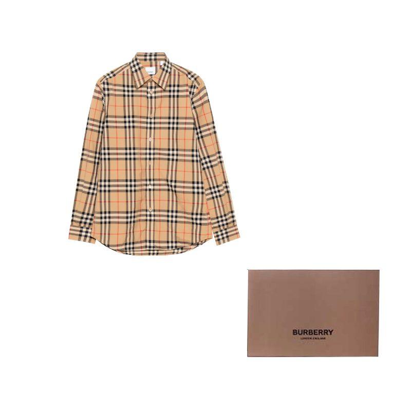 Burberry Men's Point Collar Check Long Sleeve Shirt 80208631