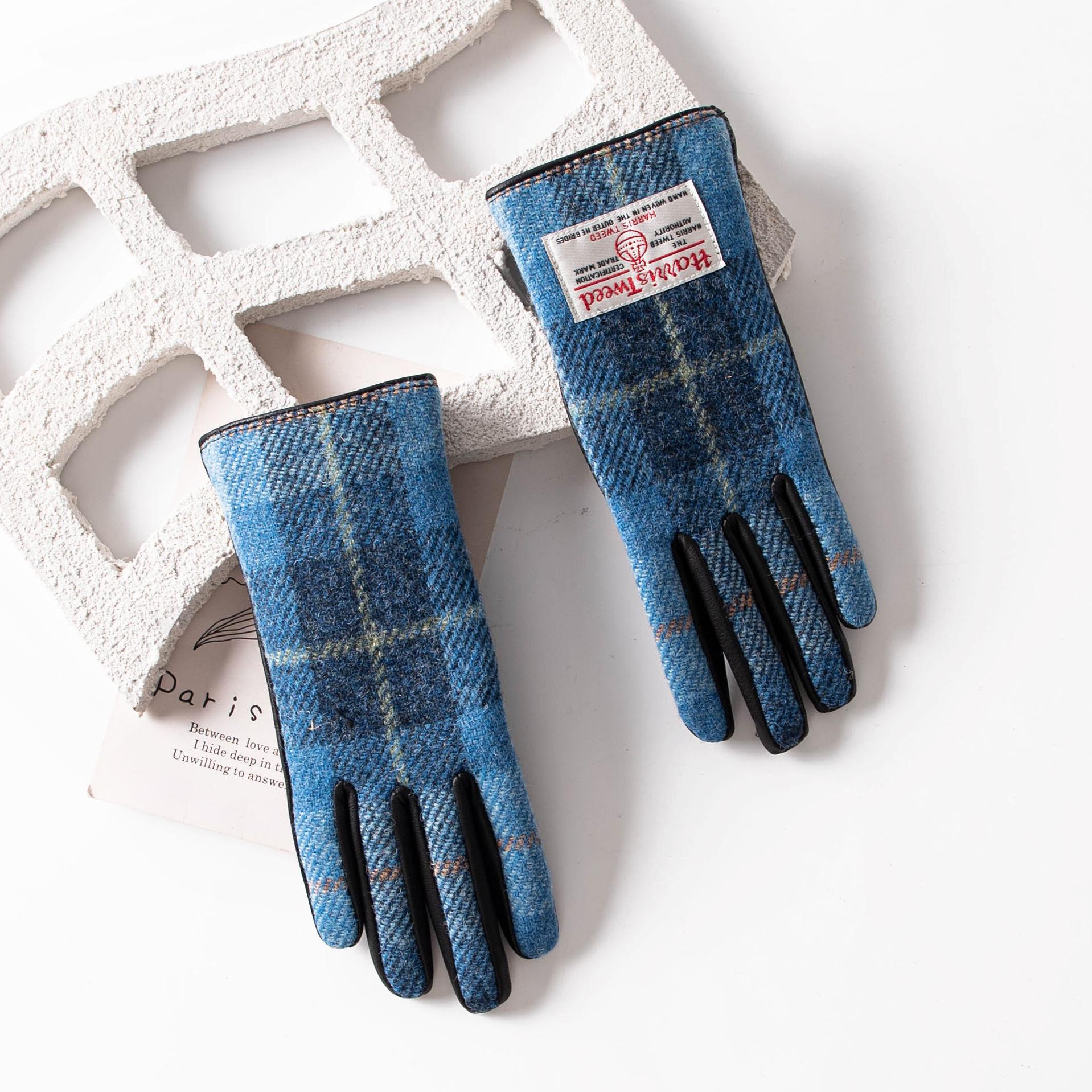 

Вовняні рукавички Harris Tweed на флісовій підкладці в клітинку з сенсорним екраном для катання на лижах та їзди верхи Small