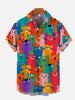 Men'S Cute Cat Printed Casual Shirt Daily Wear 3D Printing Classic Short Sleeve Shirt Fashion Hawaiian Shirts For Women Hrajuku