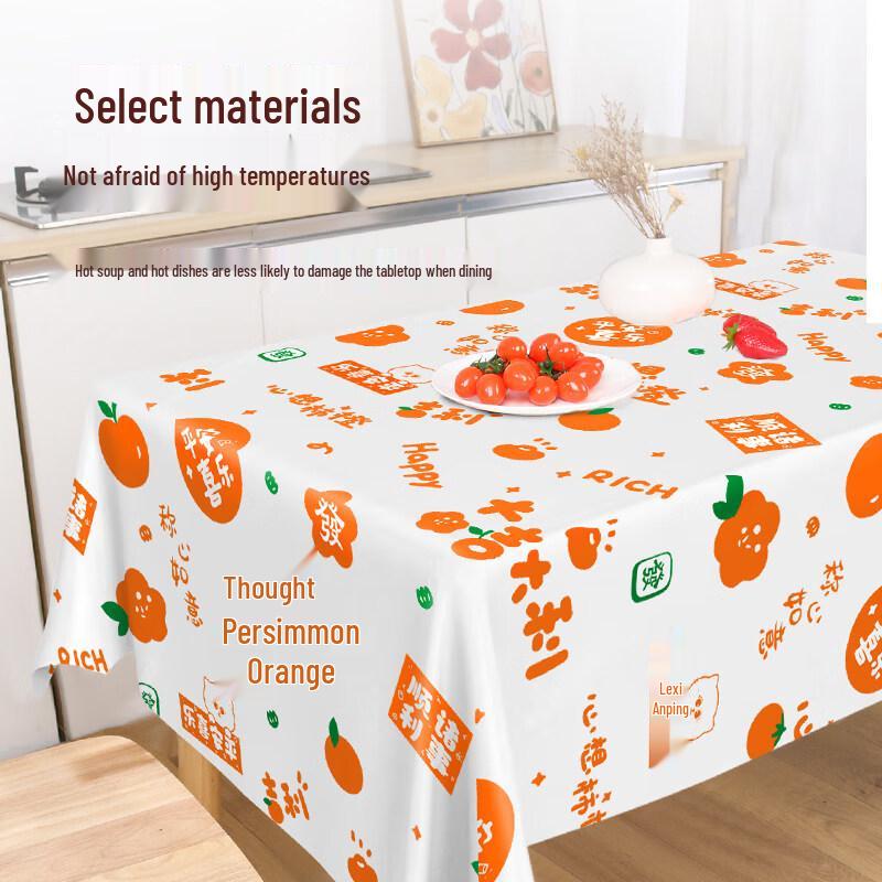 ZISIZ Persimmon Orange Print Disposable Tablecloth