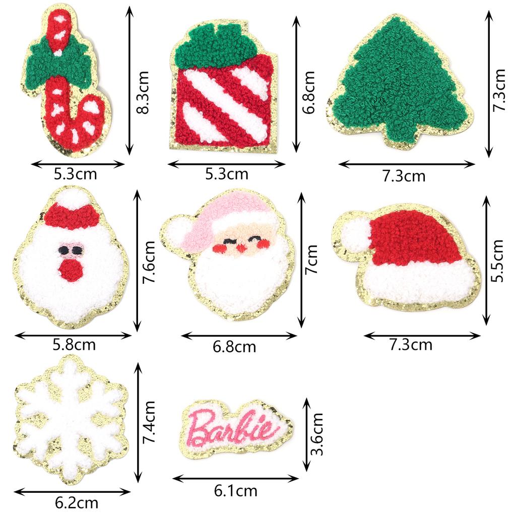 4pcs/lot Christmas Series Embroidery Patches Santa Snowflake Cartoon Shape Iron On Patch For DIY Sewing Garment Bags Decoration