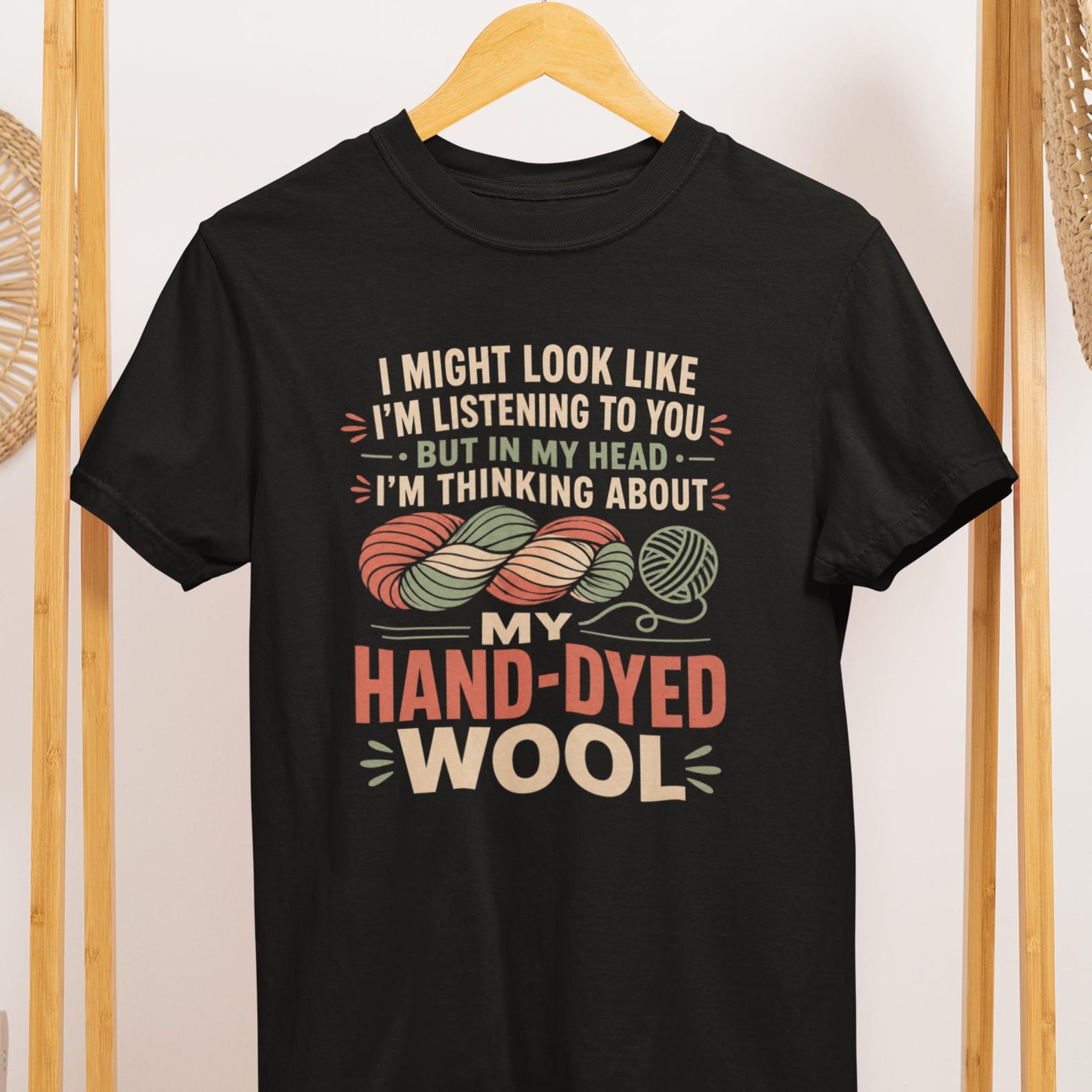 Hand-Dyed Wool T-Shirt, Funny Knitter Gift, Yarn Lover Tee, Fiber Artist Apparel 2XL