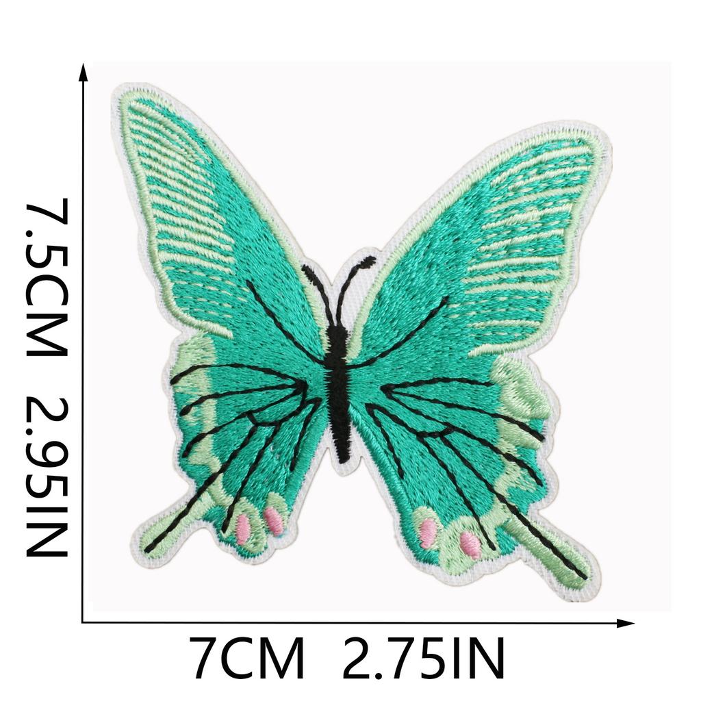 Butterfly World Embroidery Cloth Sticker Colored Flower Butterfly Computer Embroidery Label Clothes Decorative Patch Sticker Blue Butterfly