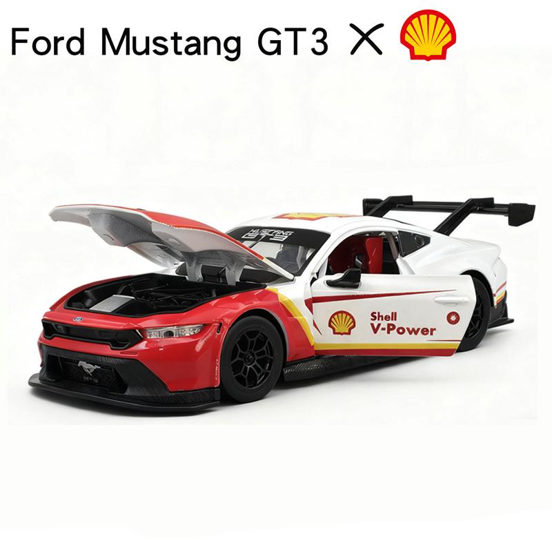 1/24 Ford Mustang GT3 Co-brand Version Alloy Sports Car Model Metal Track Racing Car Vehicle Model Sound and Light Kids Toy Gift