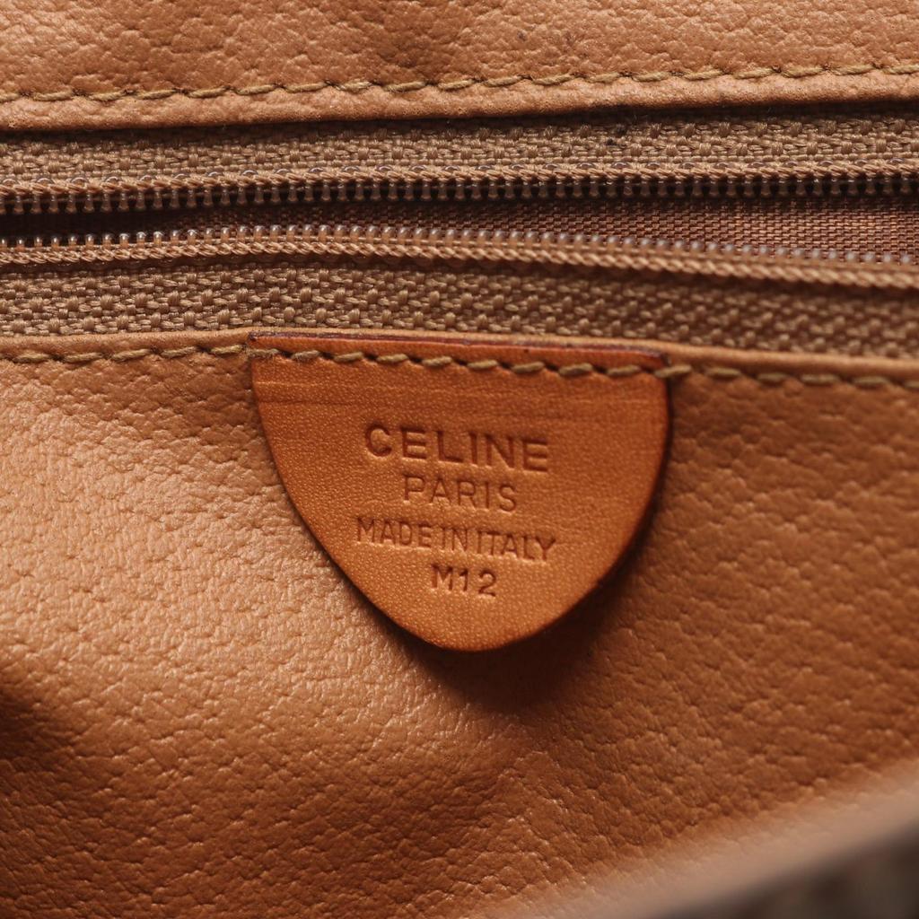 Used CELINE Macadam Shoulder Bag PVC Coated Canvas Leather Brown Used Women