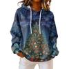Women's Loose Comfortable Casual Fashion V-Neck Christmas Print Long Sleeve Hoodie