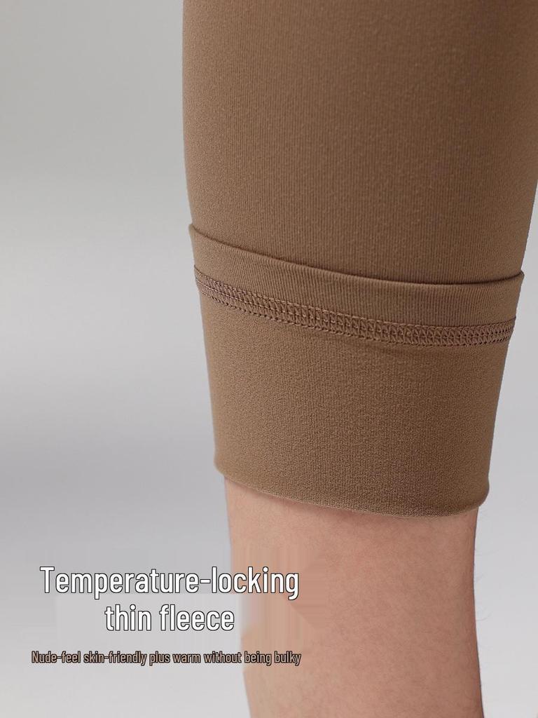 Women's Fleece-Lined High-Waist Yoga Pants - Warm, Soft, Hip-Lifting Fitness Leggings for Autumn/Winter.