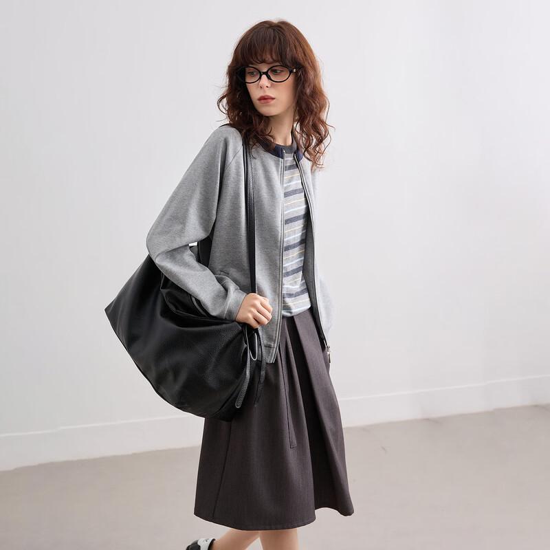 Women s Retro Color Block Stand Collar Zipper Jacket M