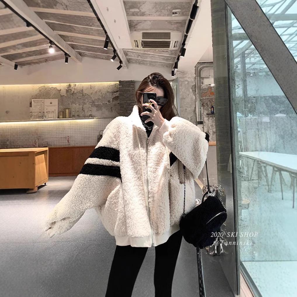 Women's Plus Size 2024 Winter Thick Lambswool Zipper Coat