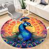 1pc Peacock Mandala Office Round Area Rug, Under Office Chairs Bedroom Living Room Home Decor, Room Deco