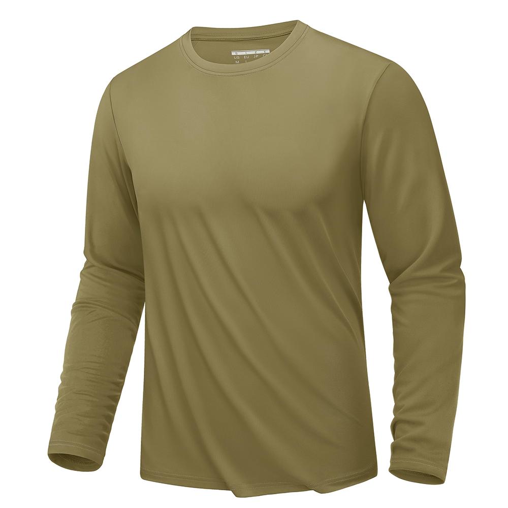 WowClassic Eenvoudige effen kleur heren T-shirts met lange mouwen Outdoor hardloop sport T-shirts Losse ronde hals modieuze tops herfst comfortabele pullover L