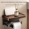 With Storage Tray Wall-Mounted Toilet Paper Holder Wood Material Hanging Paper Towel Stand  Home