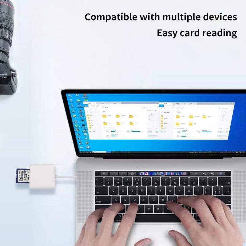 Adaptor 3in1 Otg pentru iluminare tip C la cititor de carduri USB Tf Sd pentru Macbook Apple Iphone Huawei Xiaomi Camera foto Convertor de date