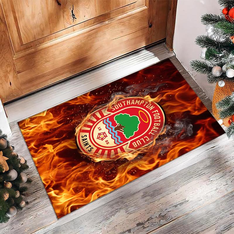 Southampton Football Print Crystal Velvet Rug, Comfortable Water Absorbent Non Slip Indoor Floor Carpet