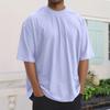 Summer Men's Fashion Loose Round Neck Solid Color All-match Short-sleeved T-shirt