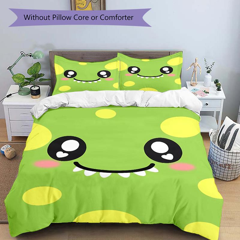 3pcs set Cute Monster 1 Quilt Cover + 2 Pillowcases, All Seasons Bedroom Setting, Perfect for Home and Dorm Decor a147