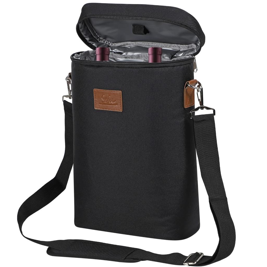 SEKI Shouten Wine Bag for 2 Insulated and Perfect for or Holds Two 2L PET Perfect for Club and 750ml Warranty Bottles, 2-Way Shoulder/Handbag