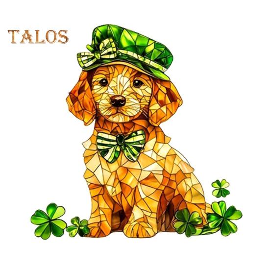 

Акриловый щенок орнамент 2D плоский золотой щенок настольный знак St. Украшение в виде собаки-трилистника ко Дню Святого Патрика для каминного столика Dog