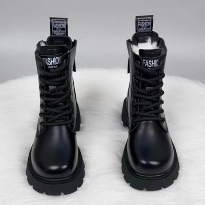 Sapatos de Sola Grossa, Botas Antiderrapantes, Botas de Neve Femininas Novo Estilo Outono e Inverno com Botas de Algodão com Lã