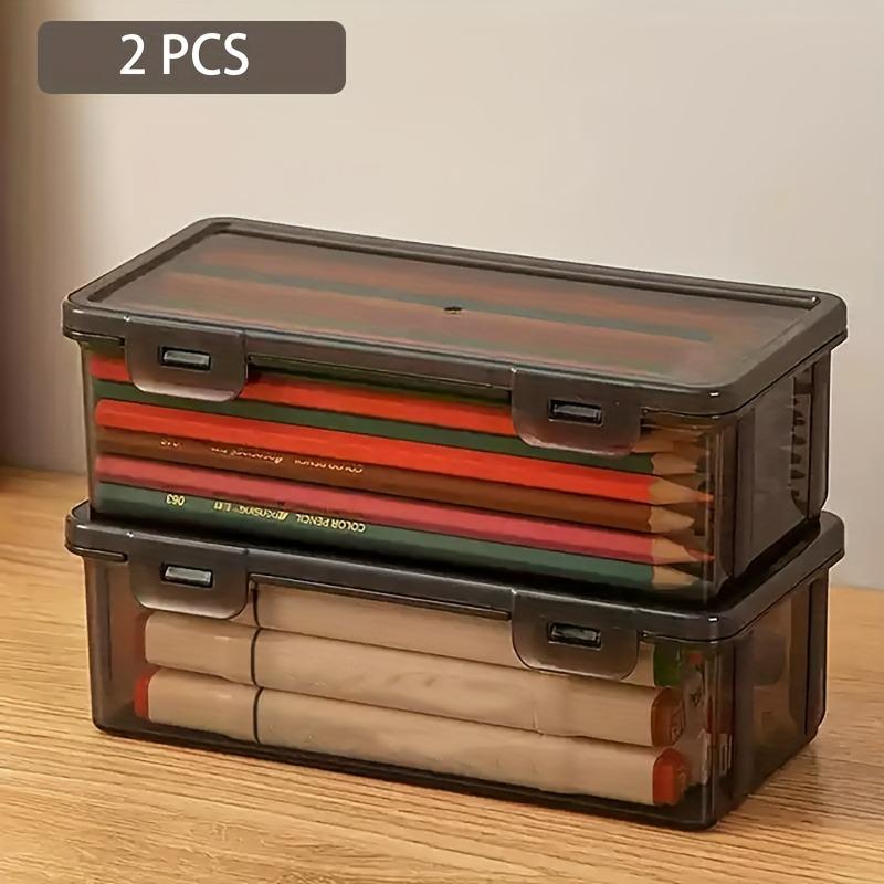1/2/3pcs Transparent Black Storage Box Large-Capacity Storage Box Office Supplies Storage Box Packaging Pencil Storage Rganizer