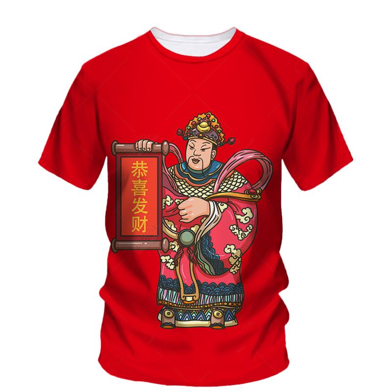 3D God Of Wealth Printing Men T-shirt Chinese New Year Graphic T-shirts For Men Fashion Cool Streetwear Short Sleeve Women Clothes