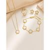 Anti Tarnish Jewellery Latest Stylish Clover Ring Earrings Bracelet Chain Pendant Combo Gifts Necklace Jewellery Set for Women & Girls