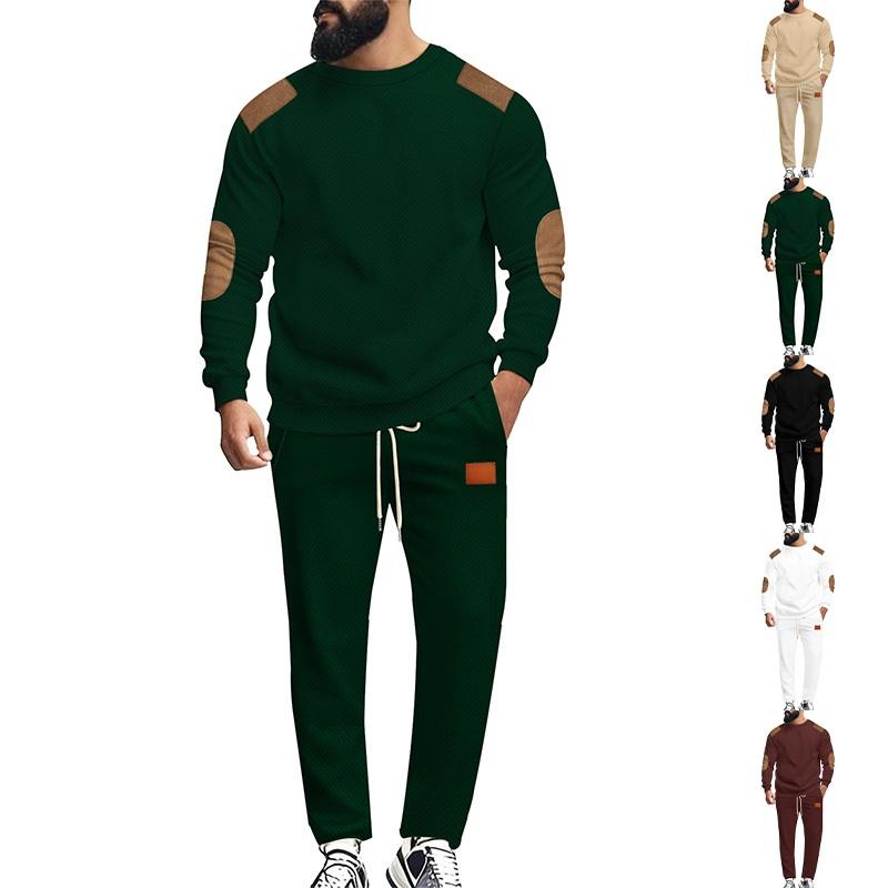 Spring And Autumn New Men's Casual Sports Suit Men's Stitching Contrast Color Two-piece Suit