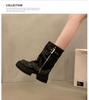 2024 Women's Slimming Retro Brown Martin Boots - Chunky Heel, Thick Sole, British Style Ankle Boots for Spring & Autumn (Small Sizes)
