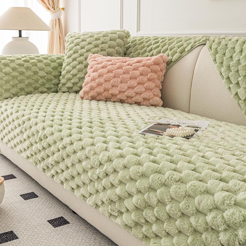 Plush Sofa Cushion Winter High-Grade Non-Slip Winter Thickening Genuine Leather Seat Cover Cover Cloth