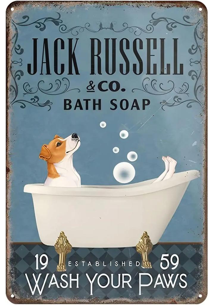 Dog Bath Soap Metal Tin Sign Vintage Rustic Wash Room Wall Decor Poster Man Cave Coffee Shop Bar Plaques Iron Painting Pictur