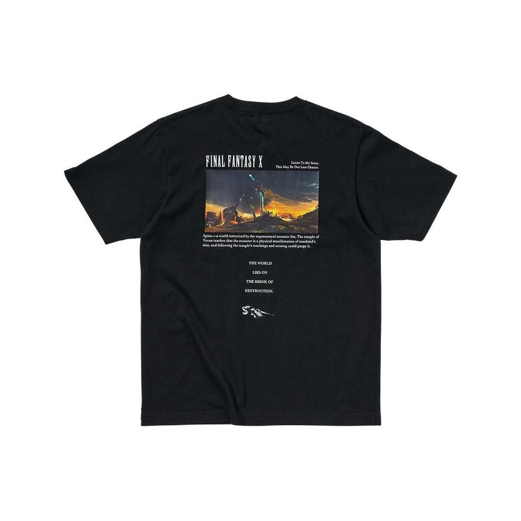 Uniqlo X Final Fantasy X SS22 Cartoon Print Crew Neck T-Shirt Unisex Tops Black 449083-09
