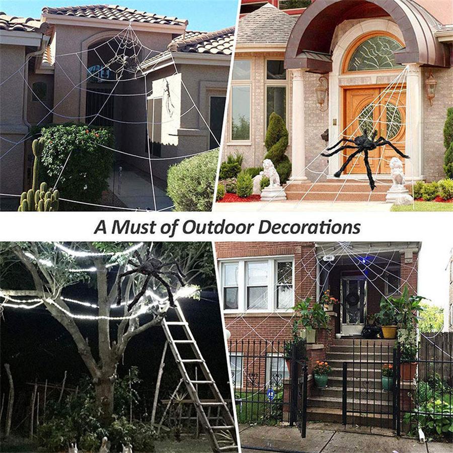 Halloween Triangle Spider Web,5m/7m Giant Simulation Spider Web,Halloween Props House Party Supplies Fake Webs Garden Decor