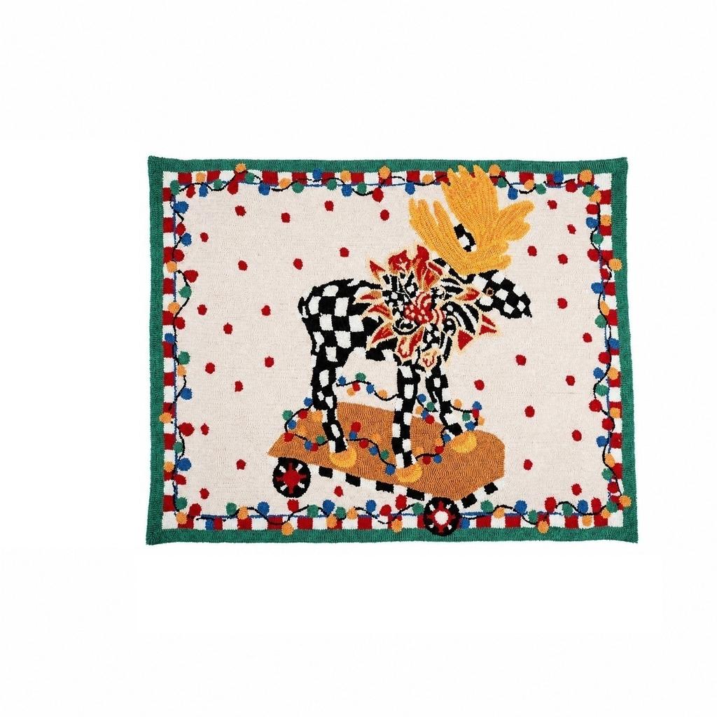 Faux Wool Doormat with Flower Pattern, Non- Absorbent Entryway Bathroom, Irregular Shape, 40 cm