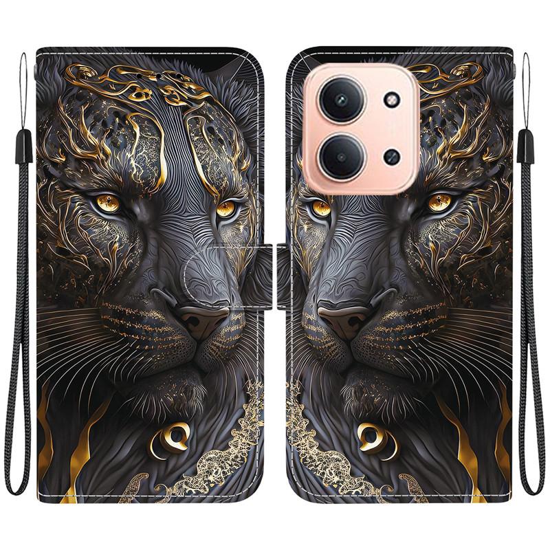 Custodia Animale Redmi 15C 15 Leone Panda Copri Telefono in Pelle per Xiaomi Redmi 15 15C EU 5G Globale Portafoglio Flip Custodia Proteggi Carte