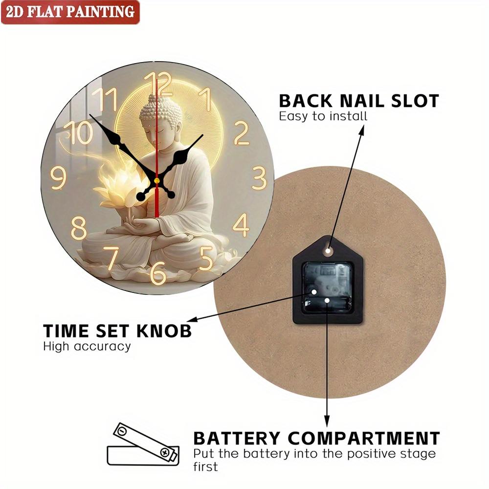 Buddha Wall Clock. Lotus Flower Design for Meditation Room or Living Room. A Wonderful Gift.