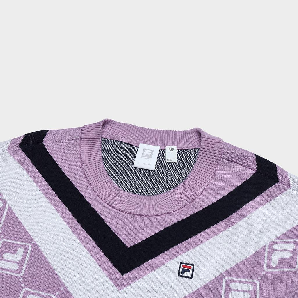 FILA Color Block Printed Tennis Pullover Knit Sweater Women sweater Purple A11W343405F-VT