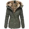 Damen Baumwolljacke mit Pelzkragen und Kordelzug, lässig, warm, für Winter und Herbst