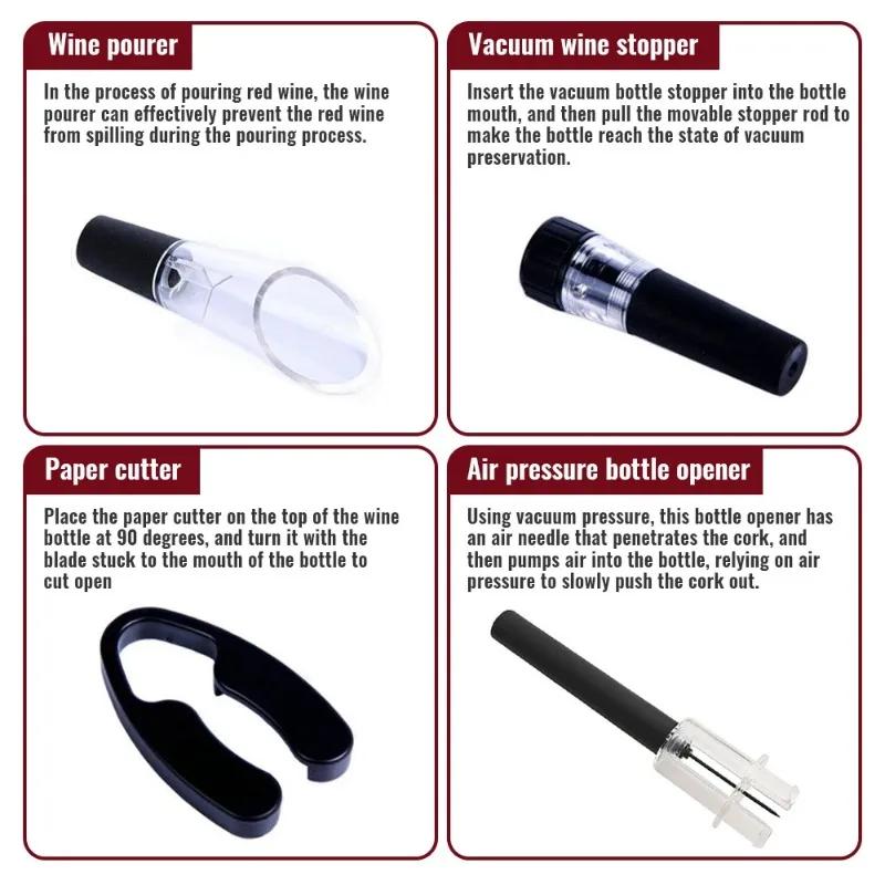 New Air Pump Wine Bottle Opener Air Pressure Vacuum Red Wine Stopper Beer Lid  Stainless Steel Opener Corkscrew Corks Out Tools