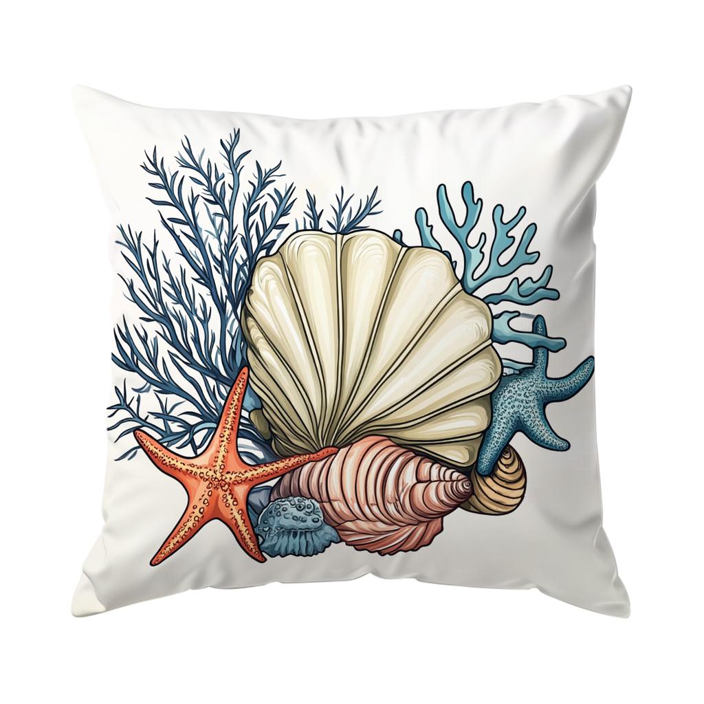 Federa per Cuscino Estate Stella Marina Conchiglie Poliestere Stampato 40/45/50cm Copricuscino Decorativo per Divano Federa per Cuscino Arredo Casa