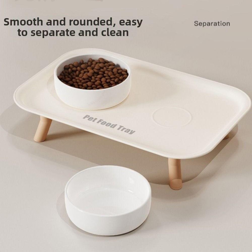 Large Capacity Pet Double Bowl Anti-Splash Neck Protection Dog Bowl Anti-Flip Ceramic Pet Food Water Feeder Drinking Water