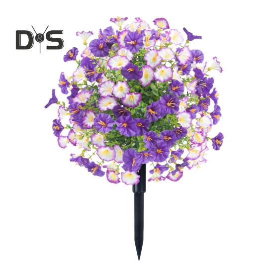 Faux Morning Glory Flowers Artificial Morning Glory Bush with Ground Spike Realistic Fake Greenery Shrubs for Outdoor Indoor Farmhouse Porch Patio