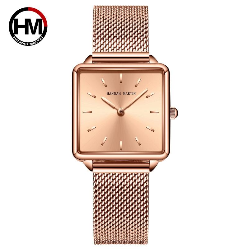 Women's Rose Gold Steel Band Quartz Watch Japanese Movement Simple Dial Women's Watch