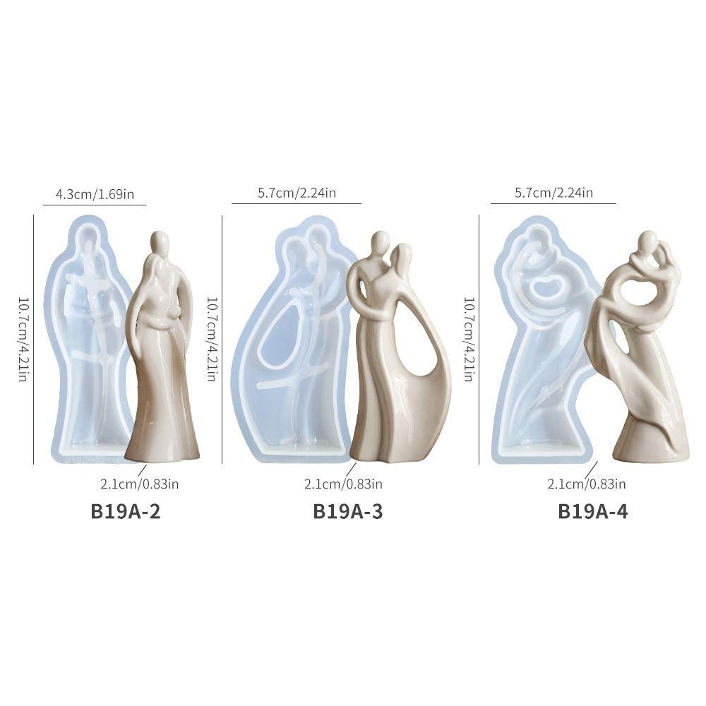 DIY Abstrakte Paare Silikonformen Ornamente Handgefertigte Gips Zement Epoxidharz Form Wiederverwendbar Antihaft Seifenform