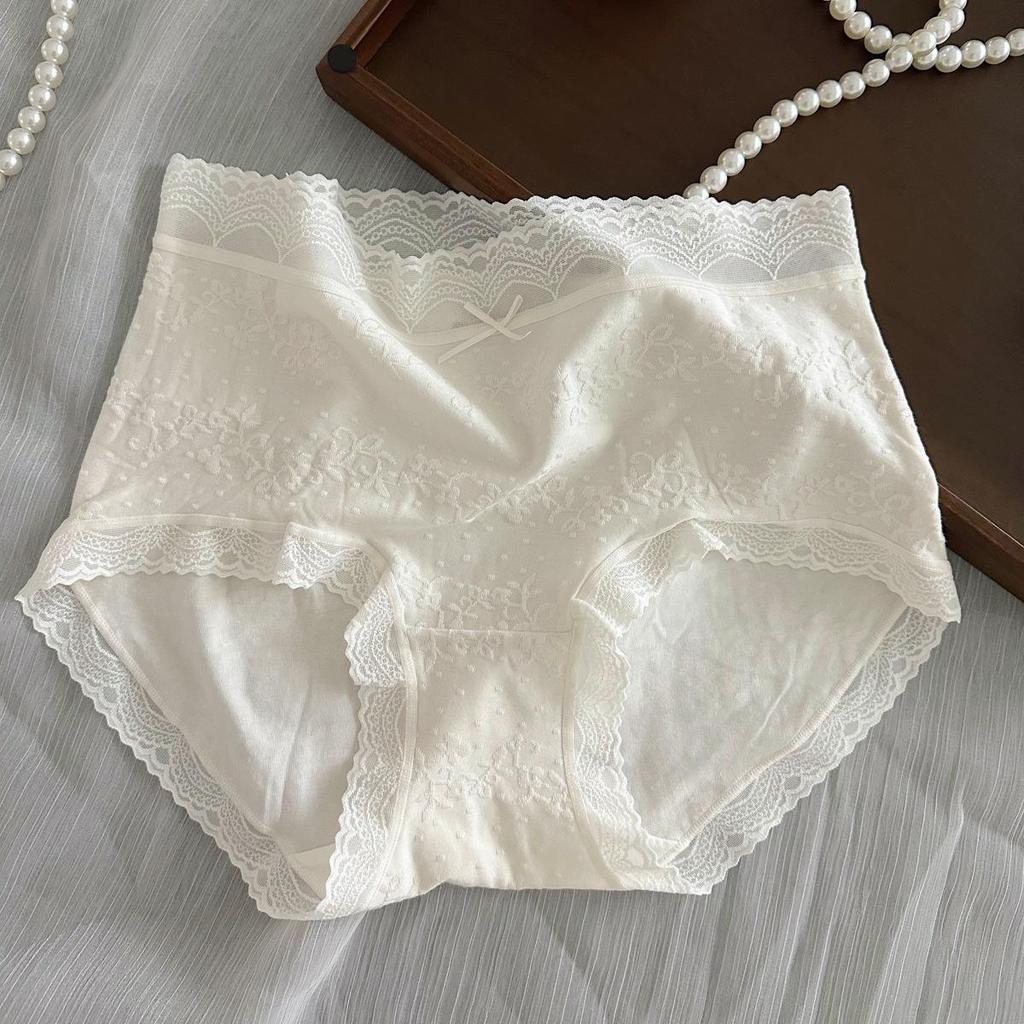 Exquisite Floral French Jacquard Lace-Trim Women's Cotton Panties - Skin-Friendly, Sexy, Hip-Wrapping